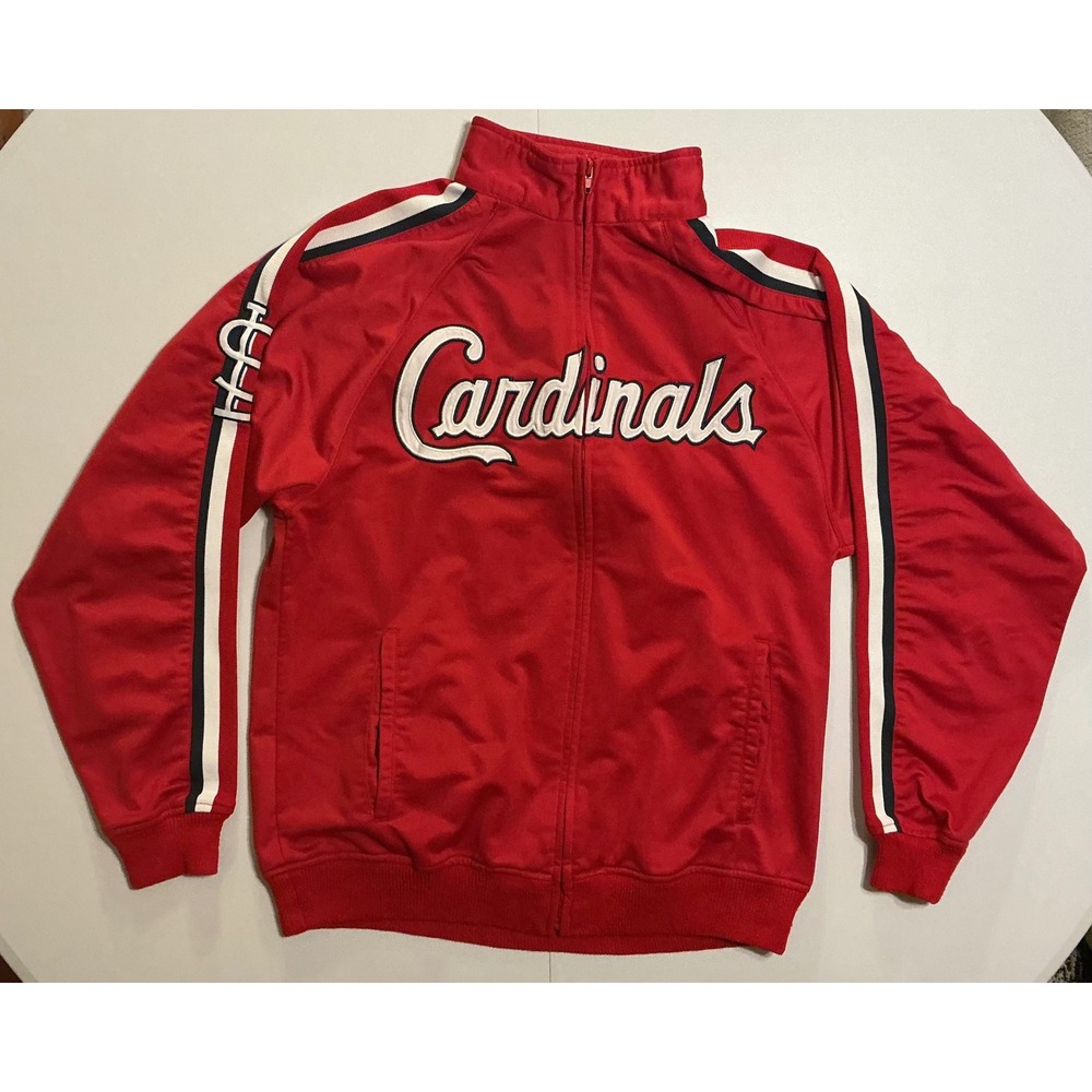 Stitches St Louis Cardinals MLB Track Jacket Mens‎ Medium Red Full Zip STL Logo